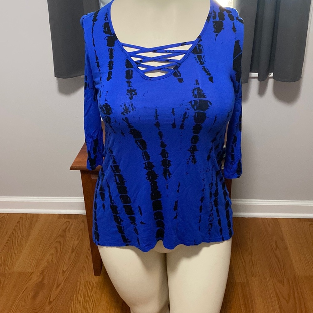 Blue and black top